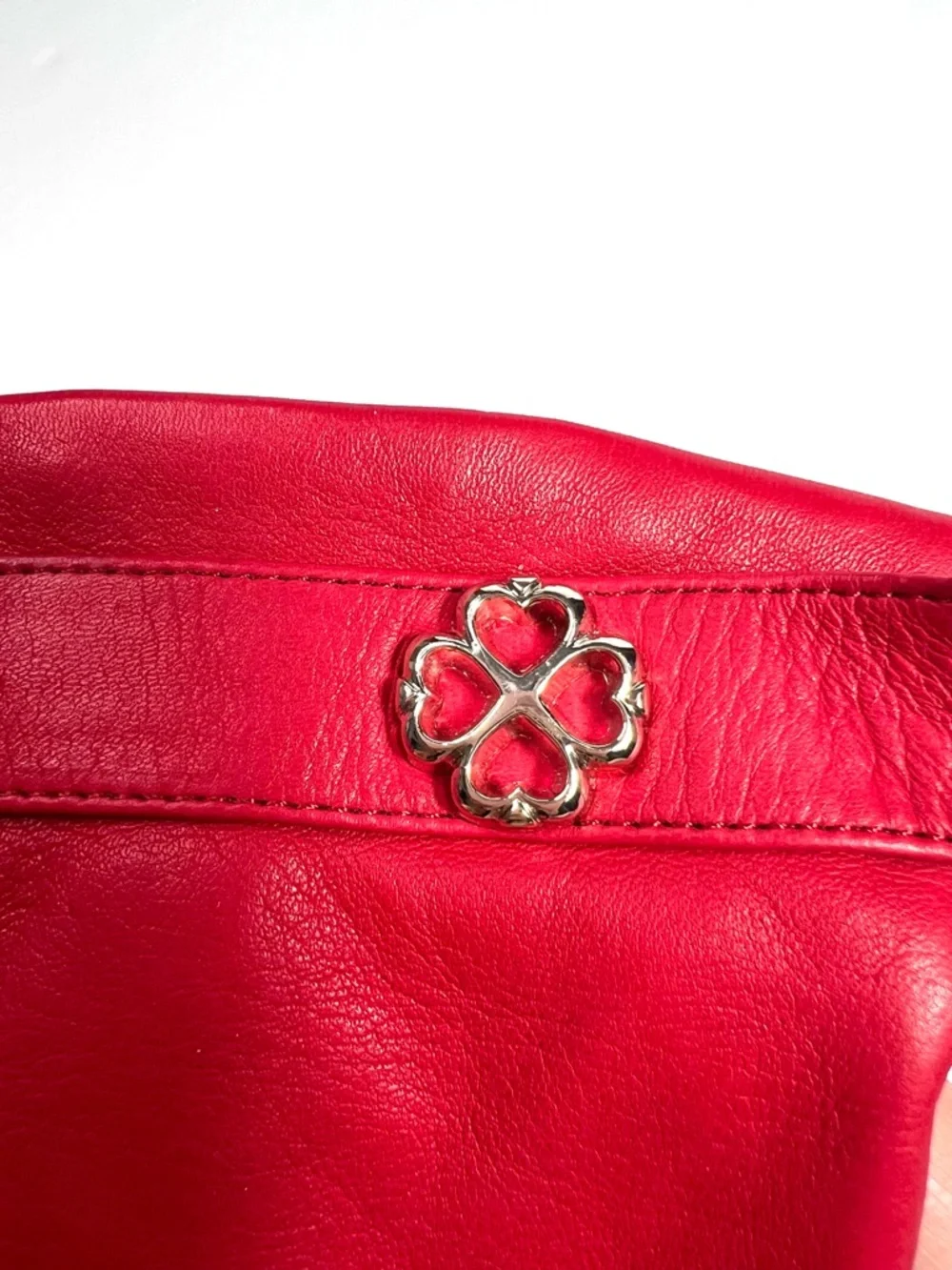 Kate Spade Leather Flower Buckle Tech Gloves Red Size Large - Picture 10 of 10
